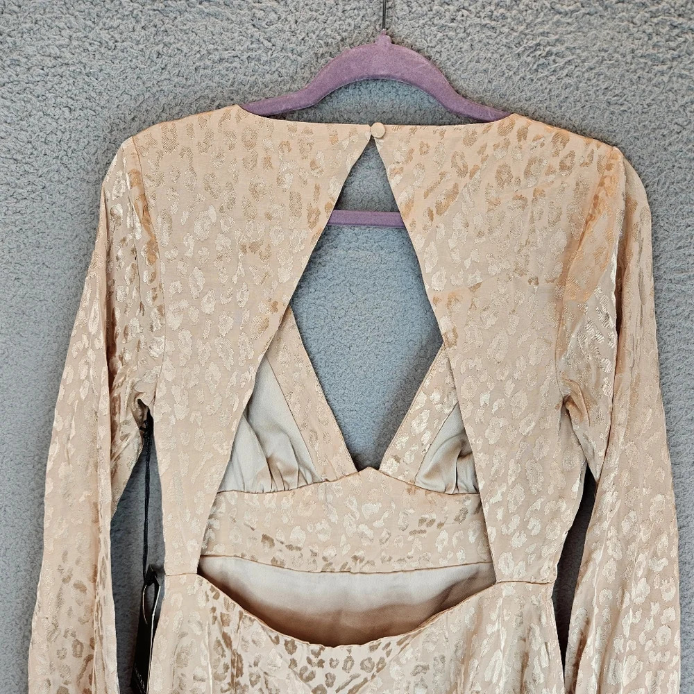 Privacy Please Womens Mini Dress Sz M Ella Beige Subtle Leopard Print - Picture 6 of 13